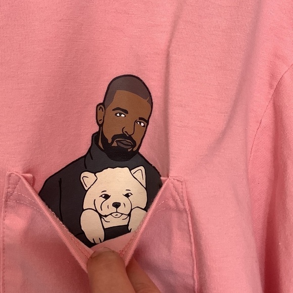 Dog Limited x Drake Collab Tee Pink Unisex Pocket Shirt Size L - Picture 3 of 5